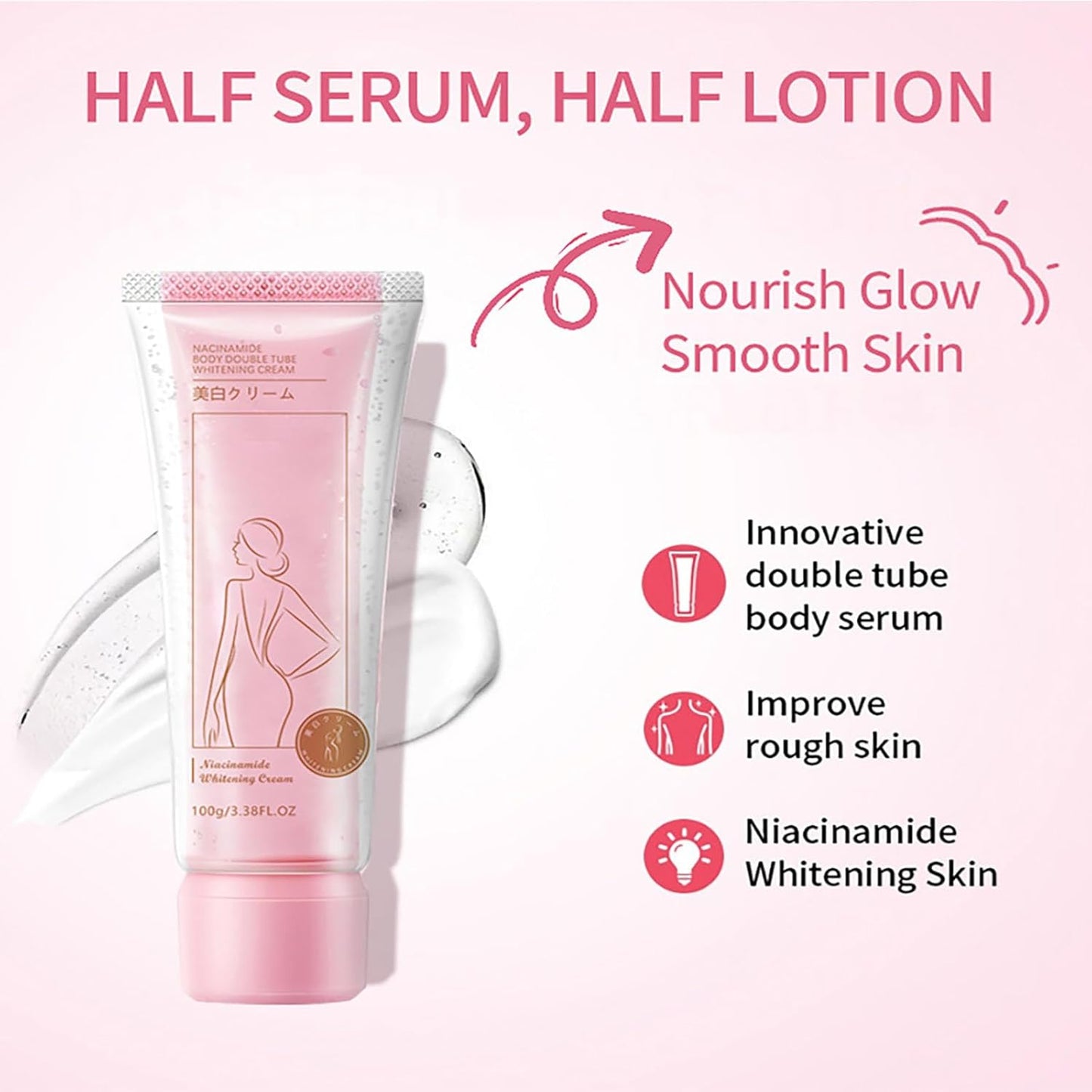 Niacinamide Body Double Tube Whitening Cream 100grams (Buy 1 Get 1 Free)