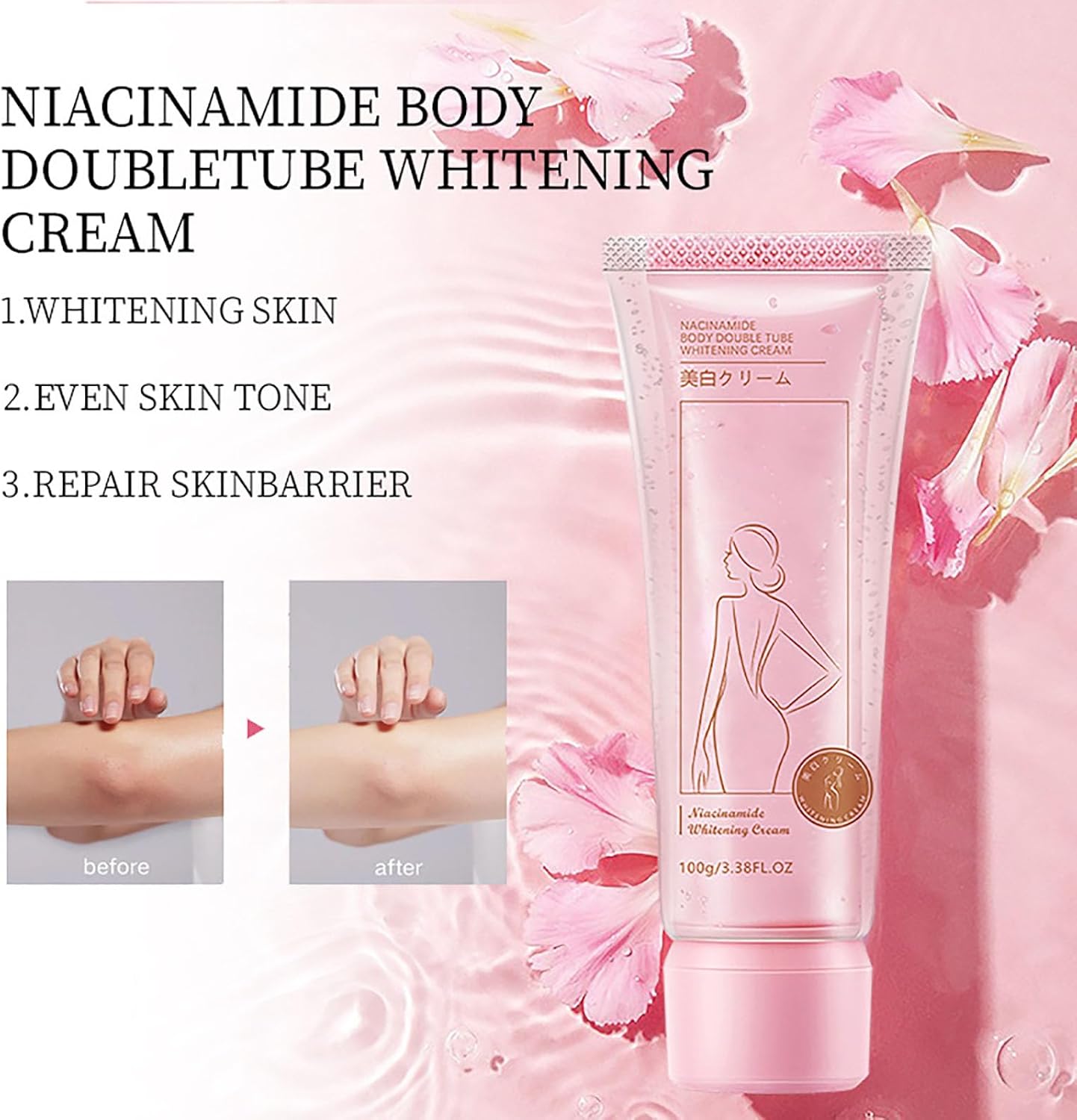 Niacinamide Body Double Tube Whitening Cream 100grams (Buy 1 Get 1 Free)