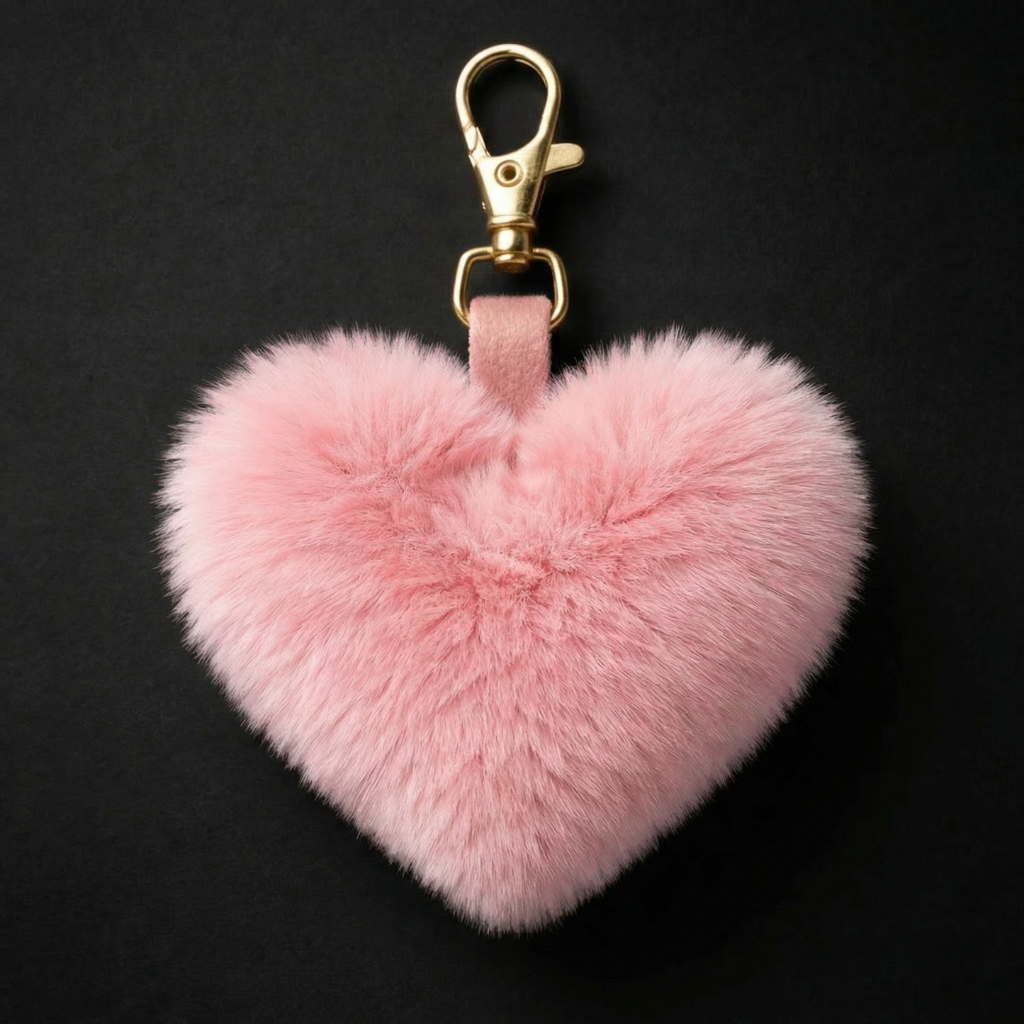 Heart Shape Fur Keychain Brown