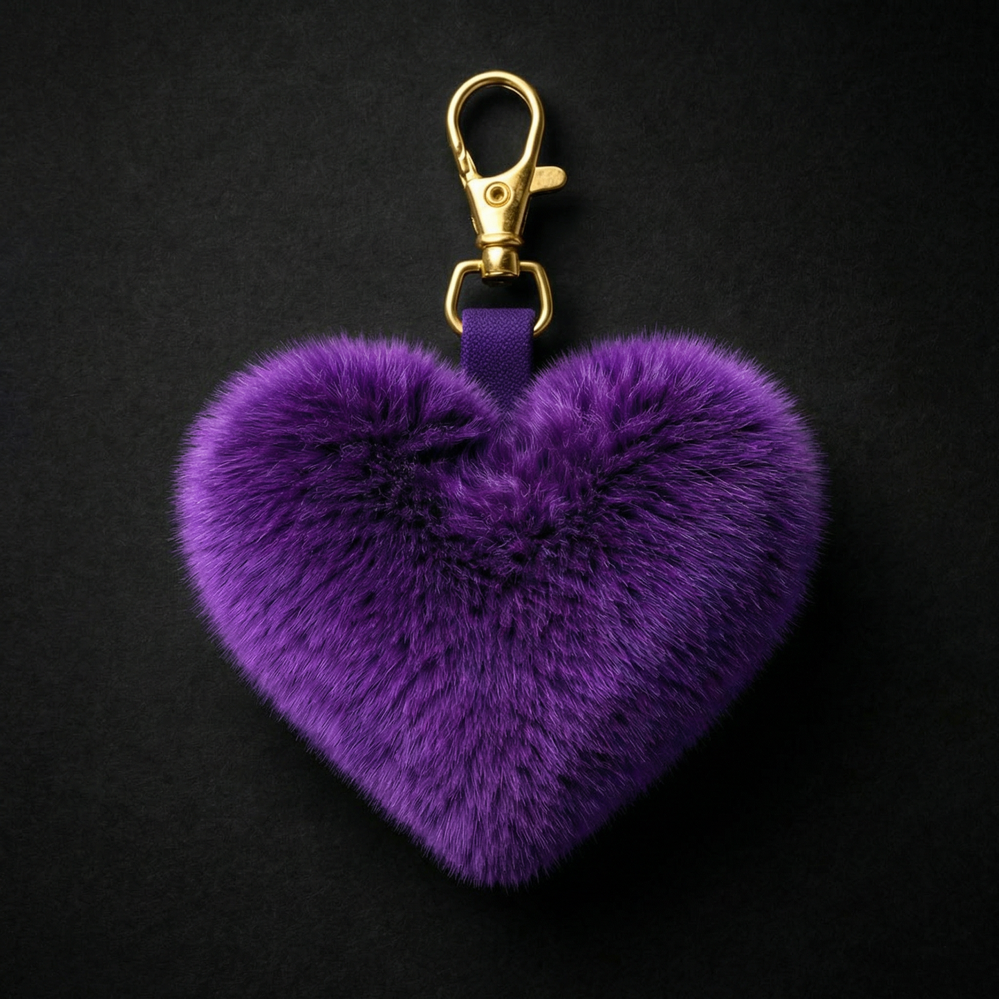 Heart Shape Fur Keychain Brown